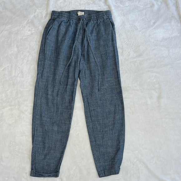 J. Crew Size 0 Blue Jean Linen Pants - Picture 2 of 4